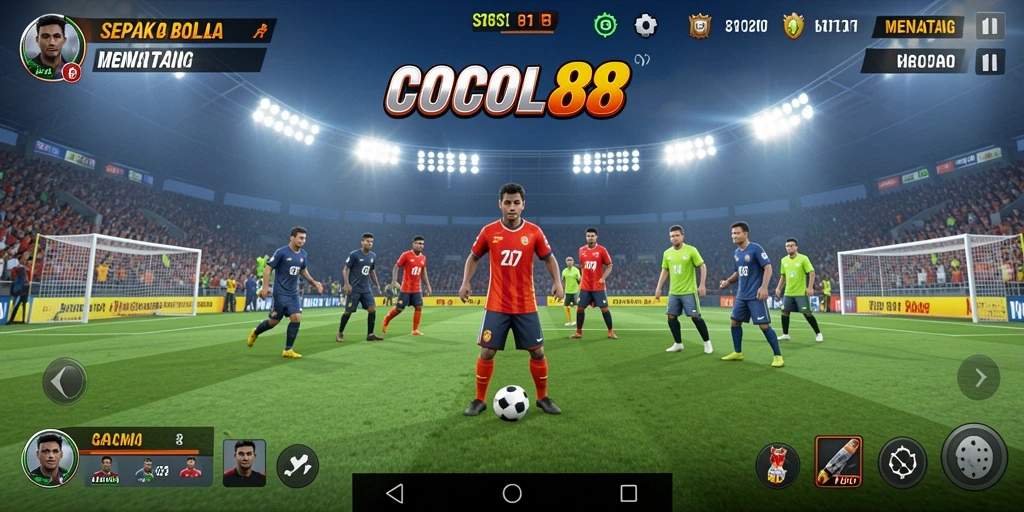 Tampilan gameplay COCOL88 yang mendebarkan saat pertandingan sepak bola berlangsung.