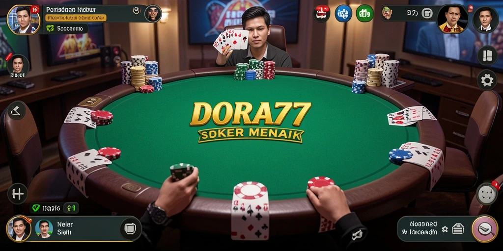Tampilan gameplay seru DORA77 dalam permainan Poker.