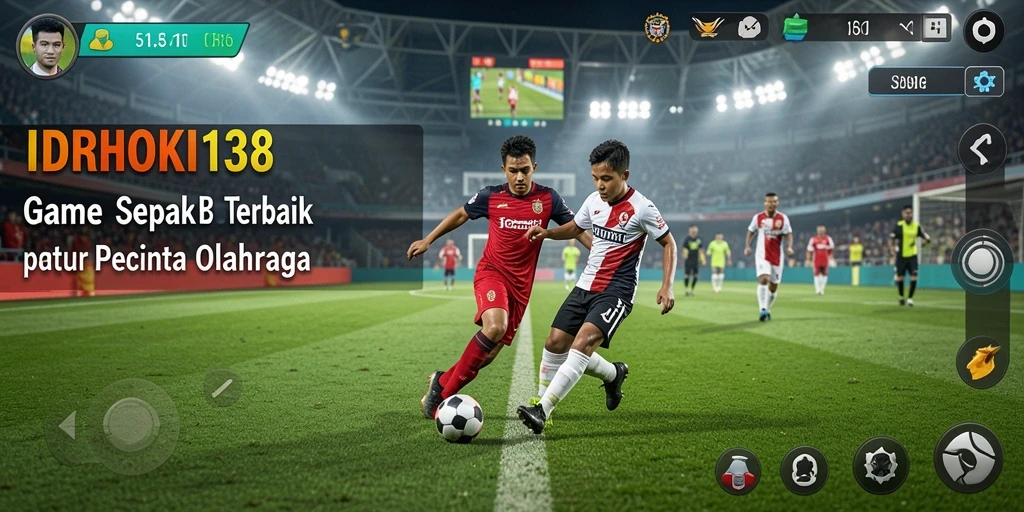 Tampilan gameplay mendebarkan di lapangan sepak bola.