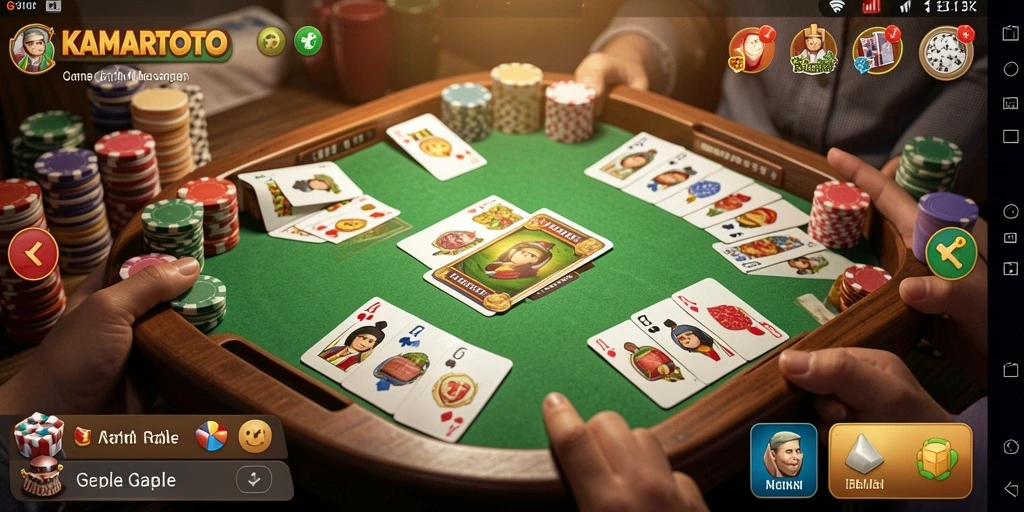 Tampilan gameplay KAMARTOTO yang menarik dan seru dalam permainan Gaple.