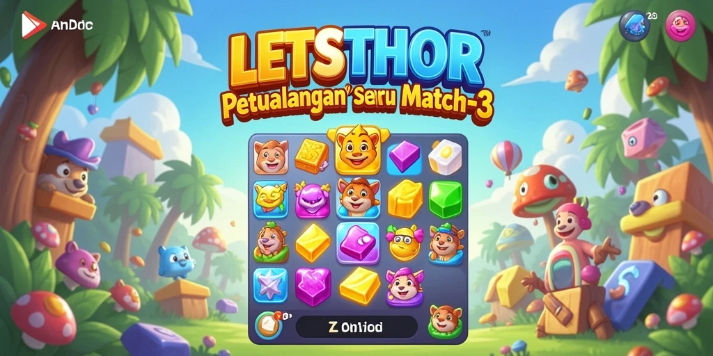 Tampilan gameplay LETSTHOR yang seru dan penuh warna.