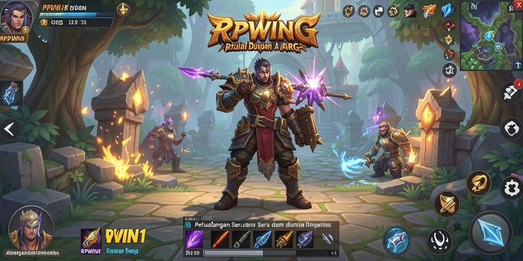 Screenshot utama RPWIN1 menampilkan aksi pertarungan seru dalam dunia ARPG.
