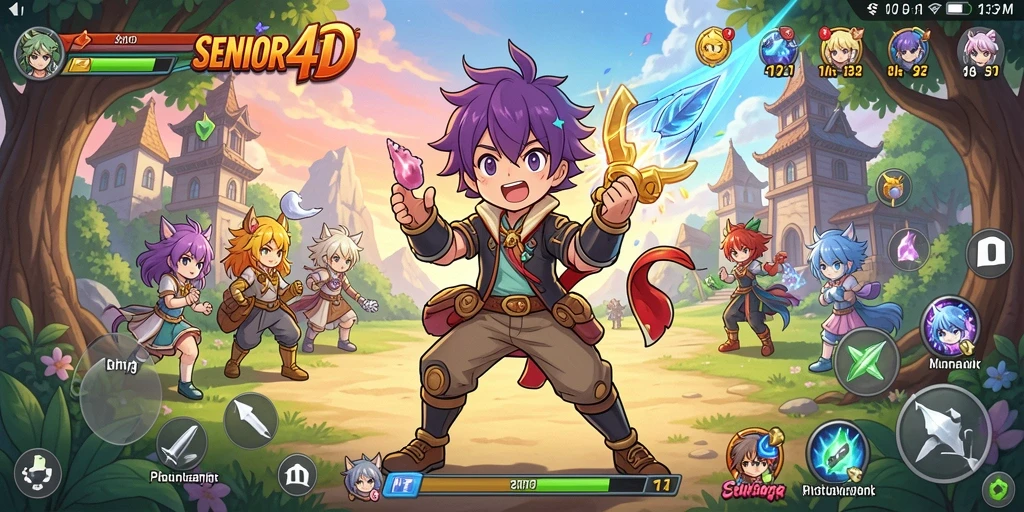 Gambaran gameplay menarik dari SENIOR4D dengan karakter anime yang menawan.